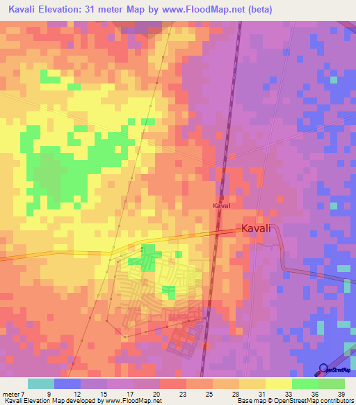 Kavali,India Elevation Map