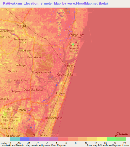Kattivakkam,India Elevation Map