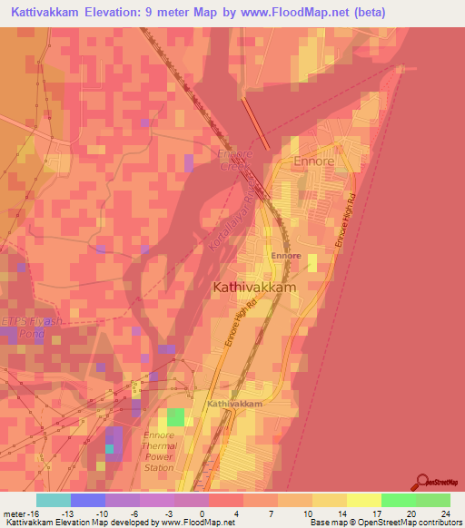 Kattivakkam,India Elevation Map