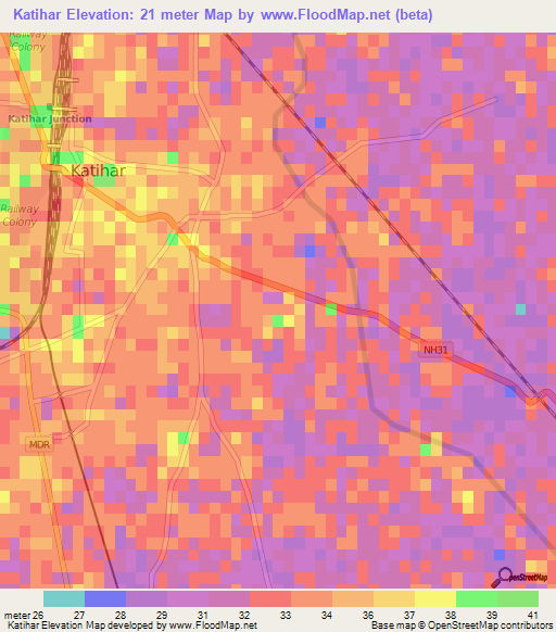 Katihar,India Elevation Map