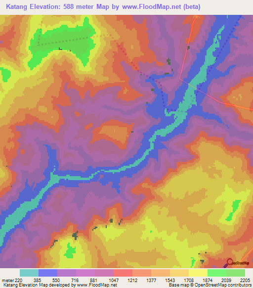 Katang,India Elevation Map