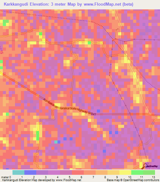Karkkangudi,India Elevation Map