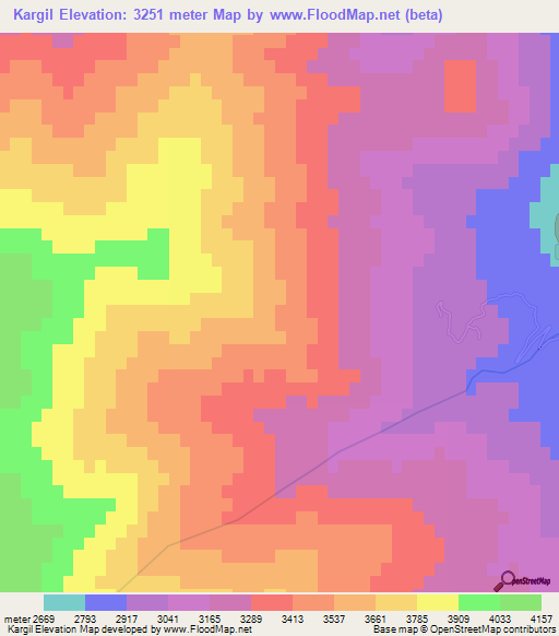 Kargil,India Elevation Map