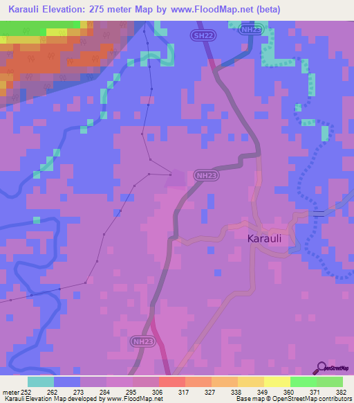 Karauli,India Elevation Map