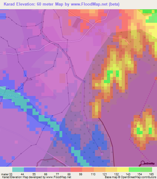 Karad,India Elevation Map