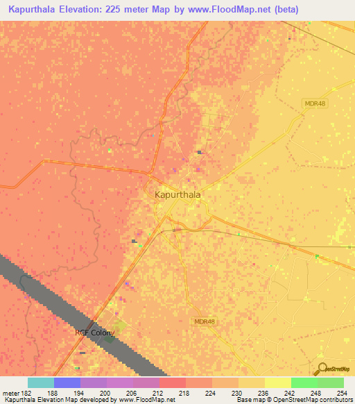 Kapurthala,India Elevation Map