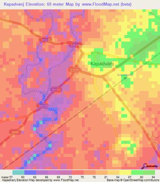 Kapadvanj,India Elevation Map