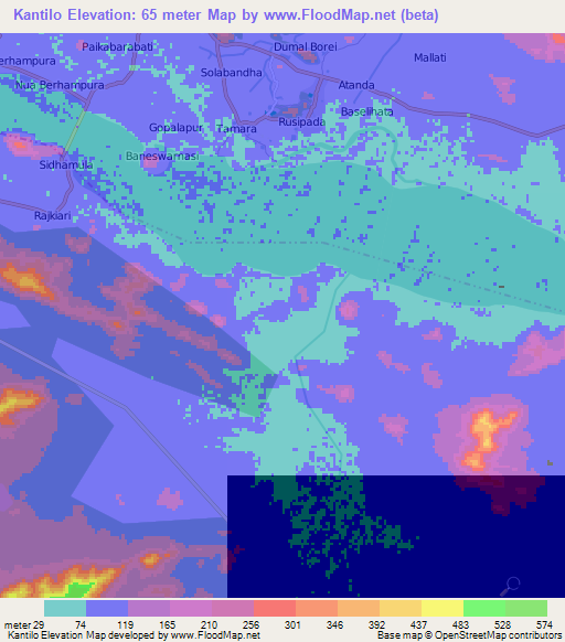 Kantilo,India Elevation Map