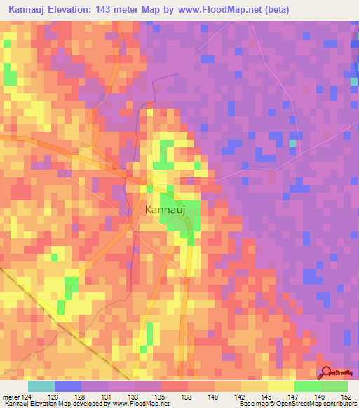 Kannauj,India Elevation Map