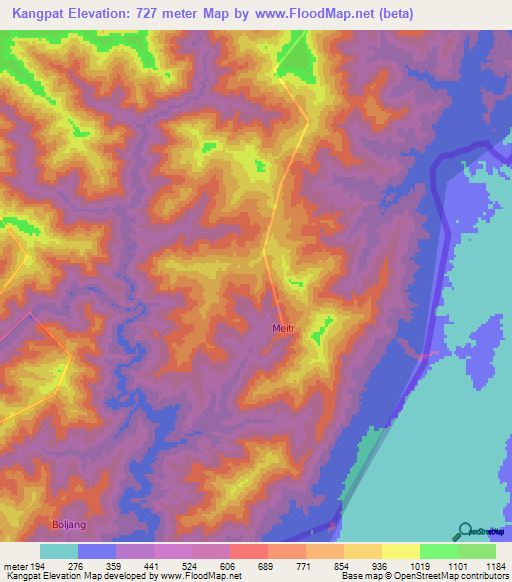 Kangpat,India Elevation Map