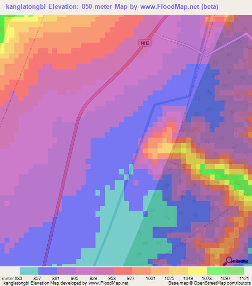 kanglatongbi,India Elevation Map