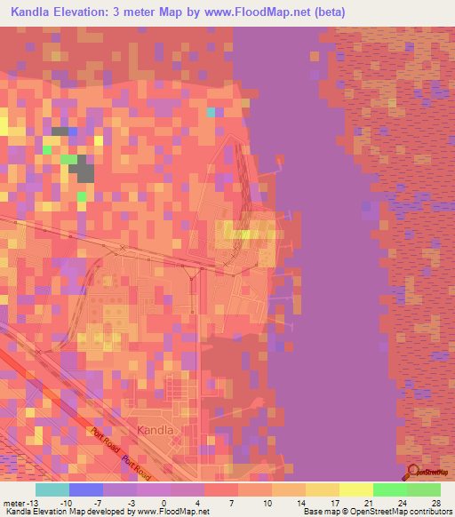 Kandla,India Elevation Map