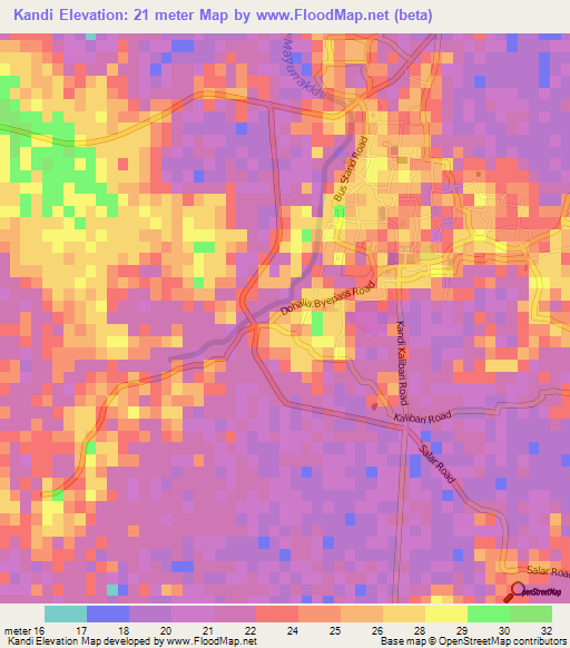 Kandi,India Elevation Map