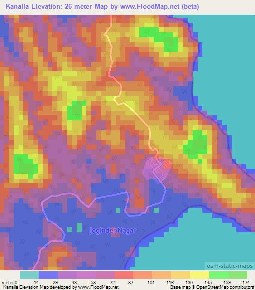 Kanalla,India Elevation Map