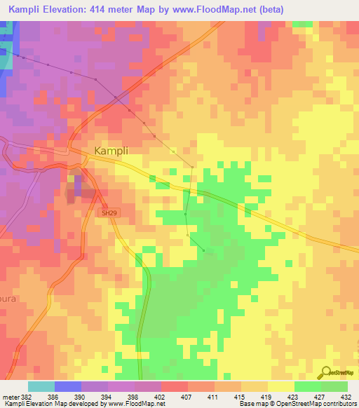 Kampli,India Elevation Map
