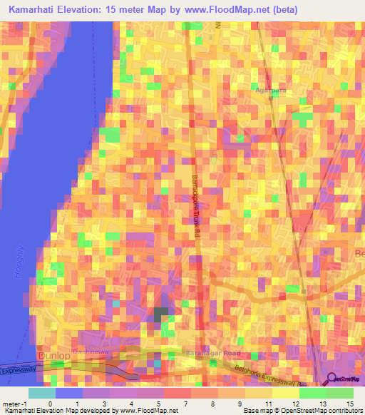 Kamarhati,India Elevation Map