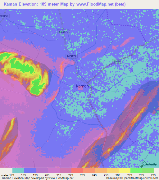 Kaman,India Elevation Map