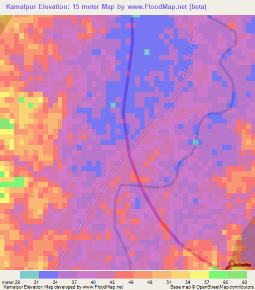 Kamalpur,India Elevation Map