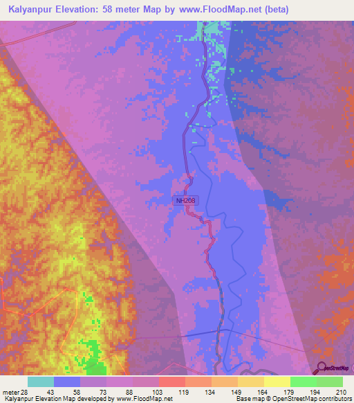 Kalyanpur,India Elevation Map