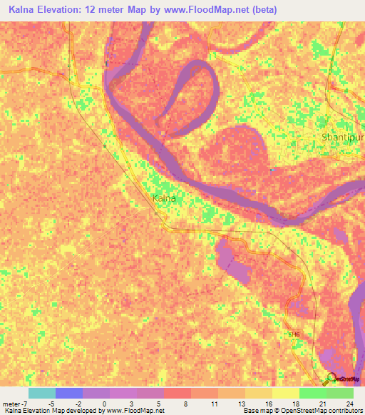 Kalna,India Elevation Map
