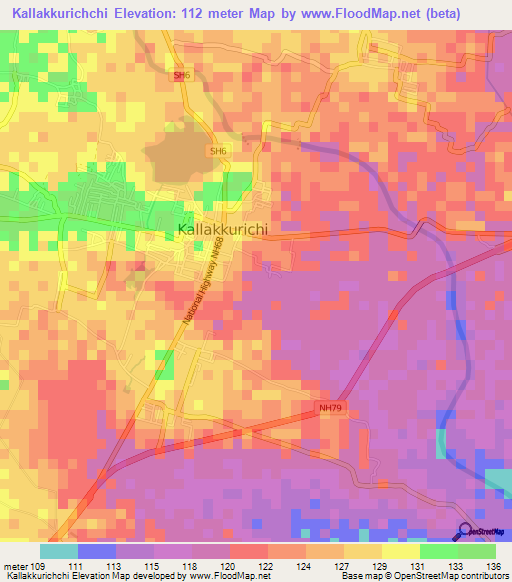 Kallakkurichchi,India Elevation Map