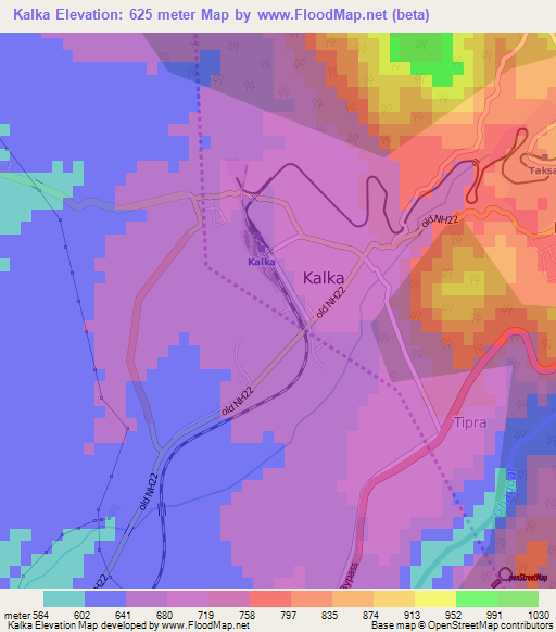 Kalka,India Elevation Map