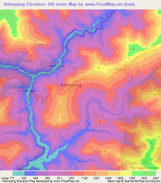 Kalimpang,India Elevation Map