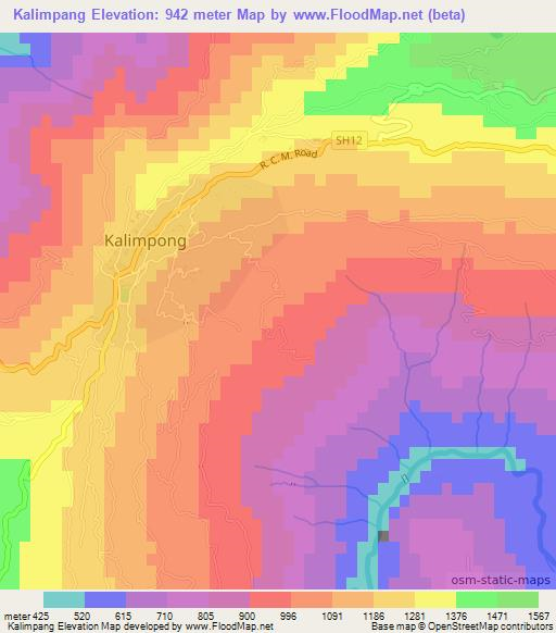 Kalimpang,India Elevation Map