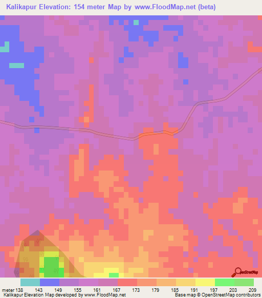 Kalikapur,India Elevation Map