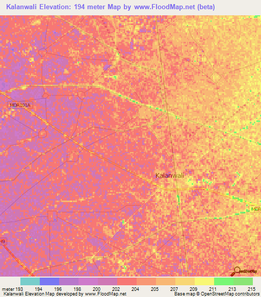Kalanwali,India Elevation Map