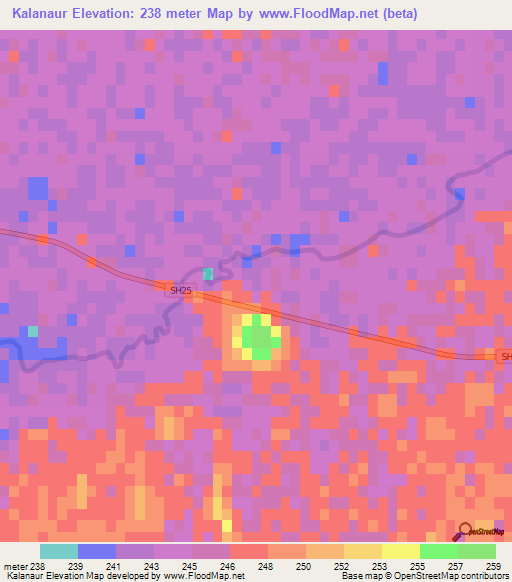 Kalanaur,India Elevation Map