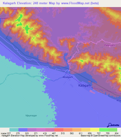 Kalagarh,India Elevation Map