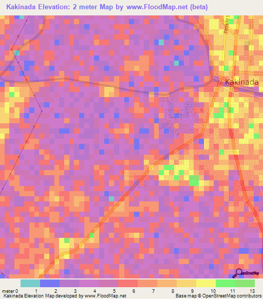 Kakinada,India Elevation Map