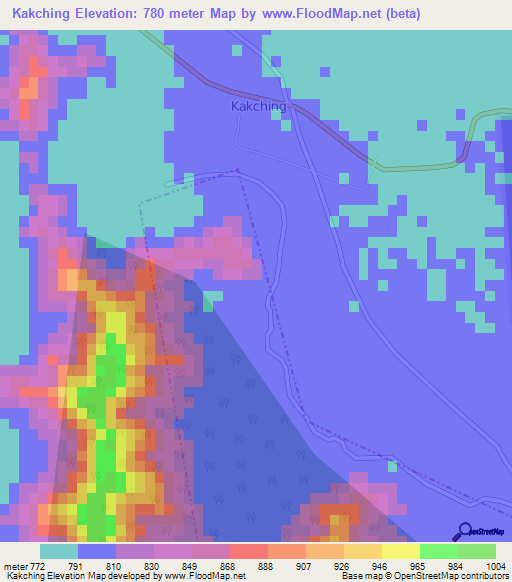 Kakching,India Elevation Map