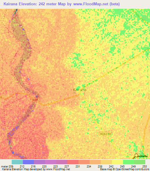 Kairana,India Elevation Map