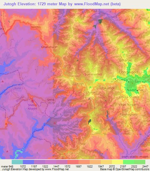 Jutogh,India Elevation Map