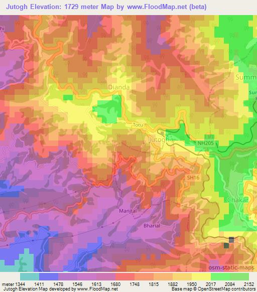 Jutogh,India Elevation Map