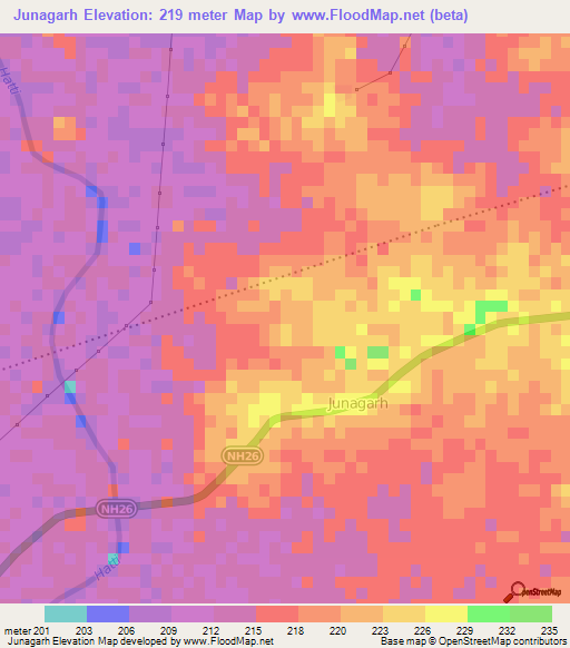 Junagarh,India Elevation Map