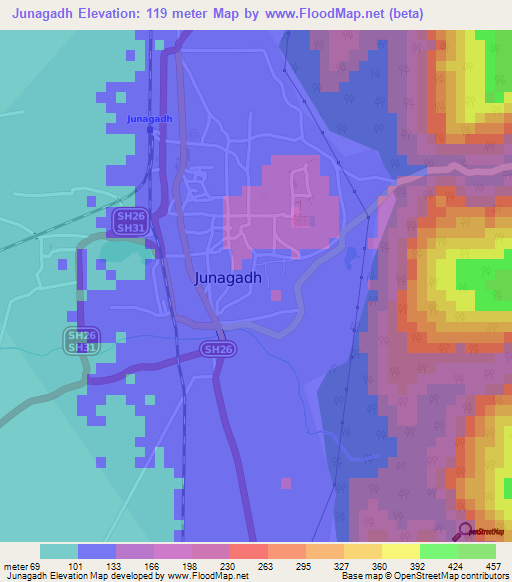 Junagadh,India Elevation Map