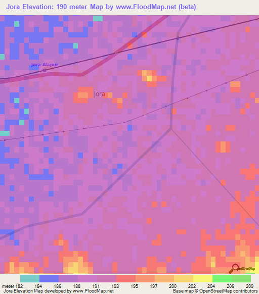 Jora,India Elevation Map