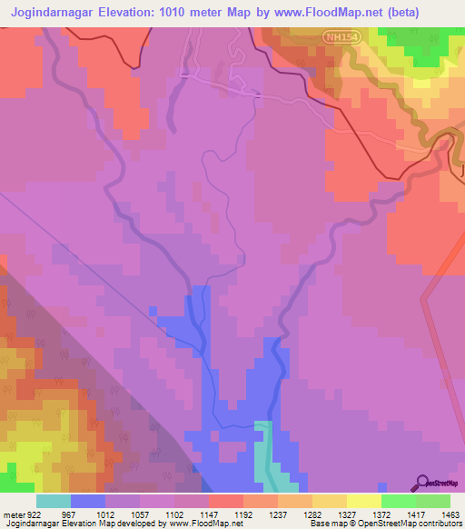 Jogindarnagar,India Elevation Map
