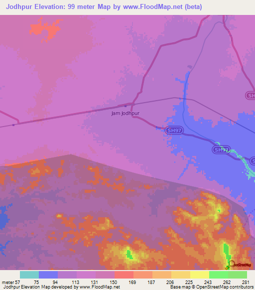 Jodhpur,India Elevation Map
