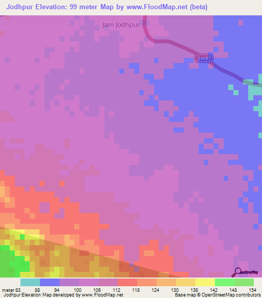 Jodhpur,India Elevation Map