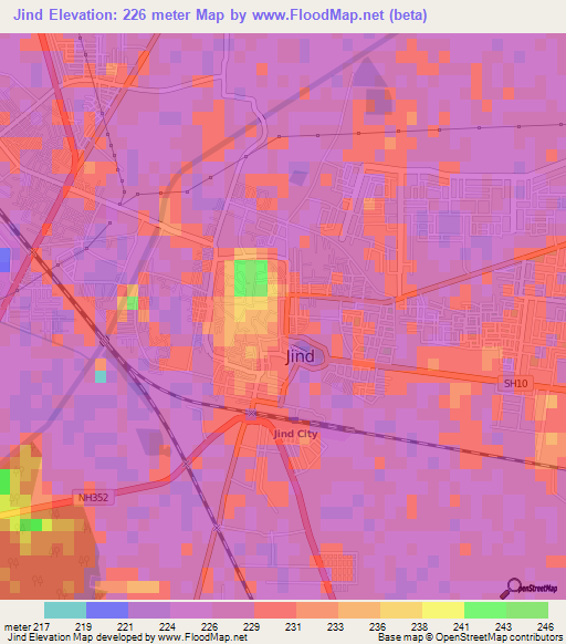Jind,India Elevation Map
