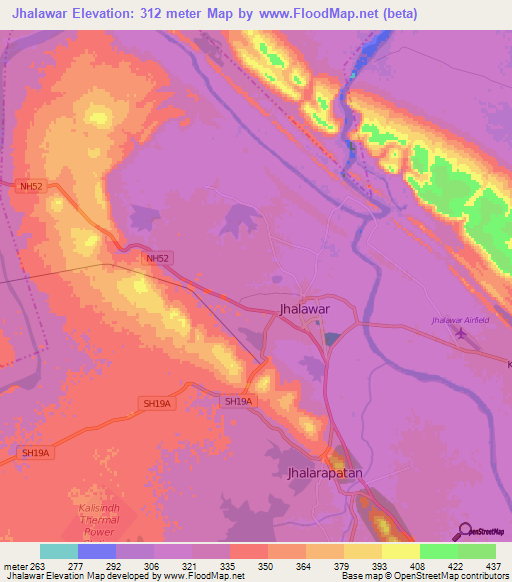 Jhalawar,India Elevation Map