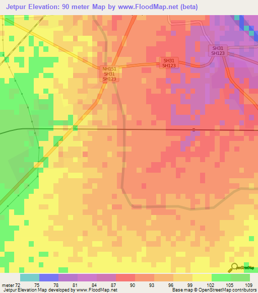 Jetpur,India Elevation Map