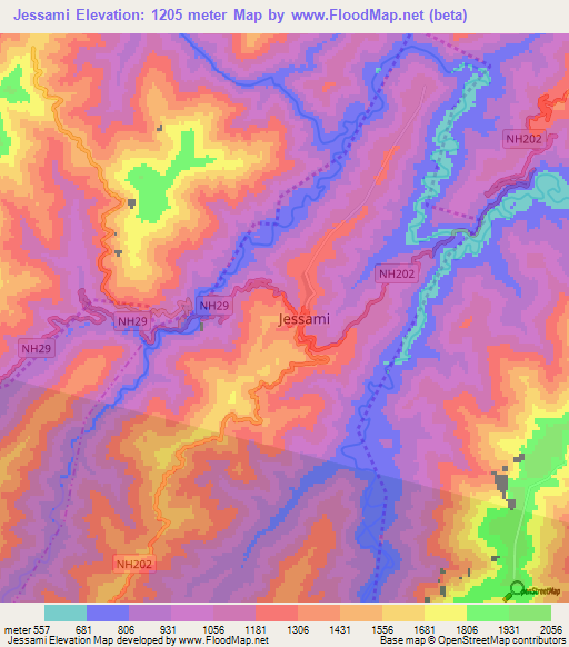 Jessami,India Elevation Map