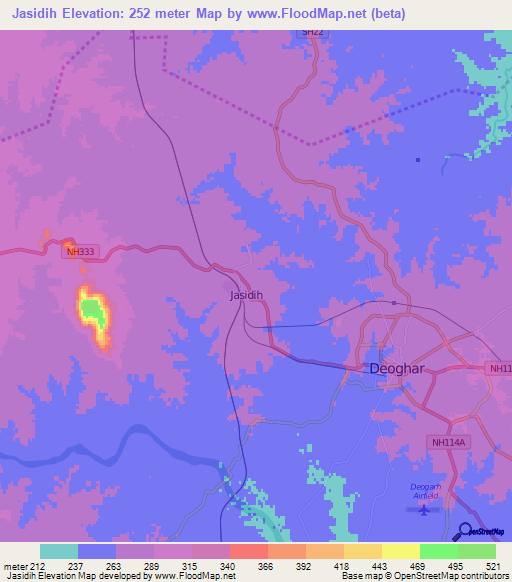 Jasidih,India Elevation Map