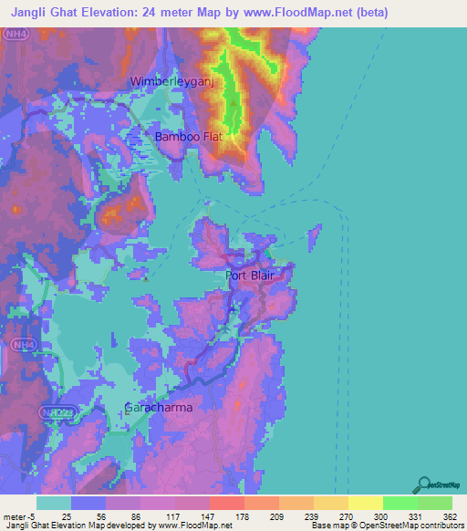 Jangli Ghat,India Elevation Map
