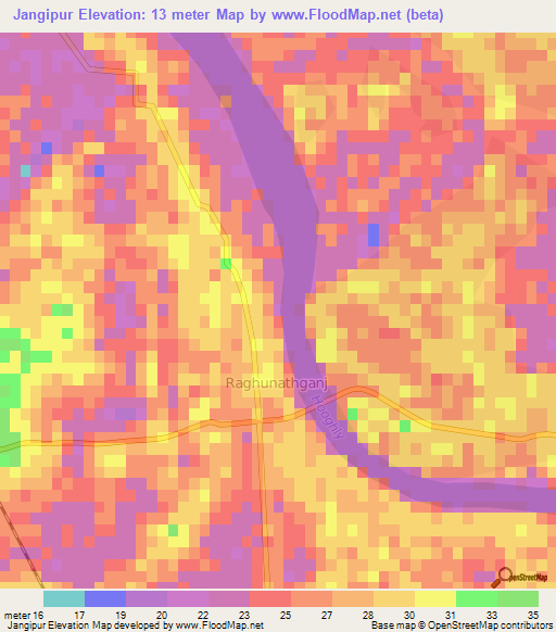 Jangipur,India Elevation Map